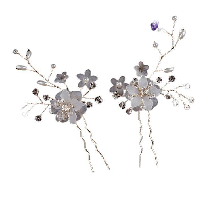 Bridal headwear Handmade flower Bridal accessories Wedding Hairpin Hair fork accessories 643526251684 - COCOMELODY